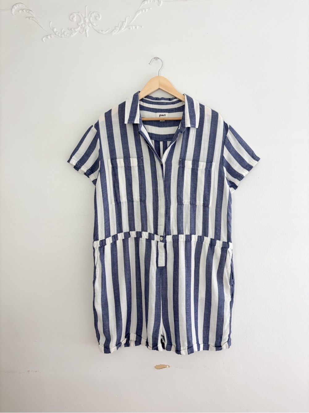 Pact Blue Striped Harbour Romper - Picture 5 of 9